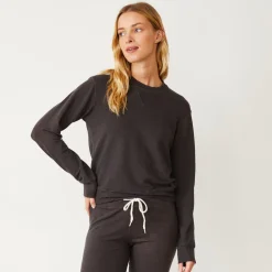 MONROW Supersoft Crew Neck Sweatshirt WASHEDBLACK Sale